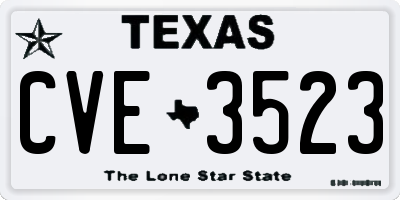 TX license plate CVE3523