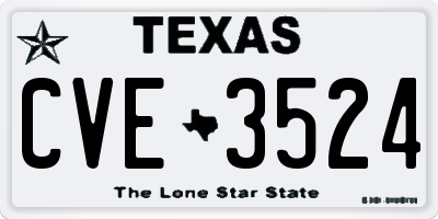 TX license plate CVE3524