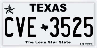 TX license plate CVE3525