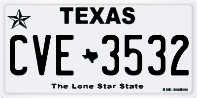 TX license plate CVE3532