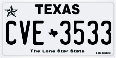 TX license plate CVE3533
