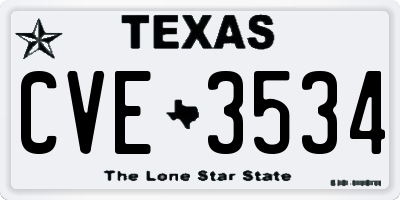 TX license plate CVE3534
