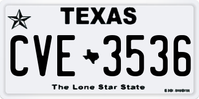 TX license plate CVE3536
