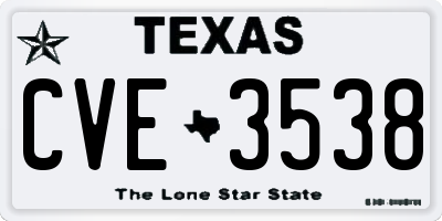 TX license plate CVE3538