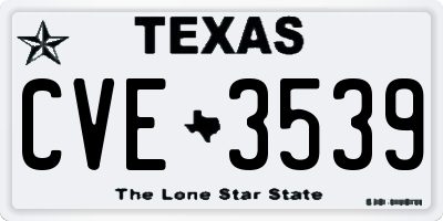 TX license plate CVE3539