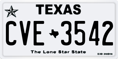 TX license plate CVE3542