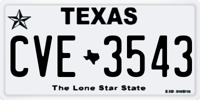 TX license plate CVE3543