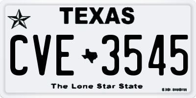 TX license plate CVE3545