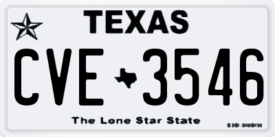 TX license plate CVE3546