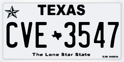 TX license plate CVE3547