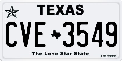 TX license plate CVE3549