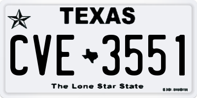 TX license plate CVE3551