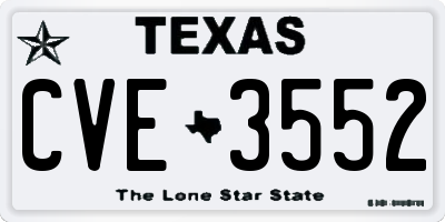 TX license plate CVE3552