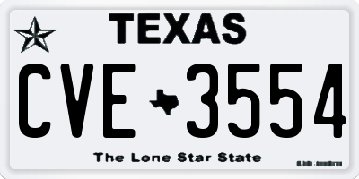 TX license plate CVE3554
