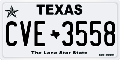 TX license plate CVE3558
