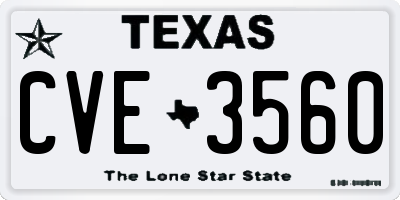 TX license plate CVE3560