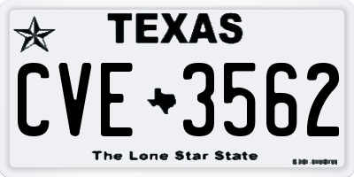 TX license plate CVE3562