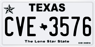 TX license plate CVE3576