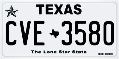 TX license plate CVE3580