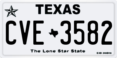 TX license plate CVE3582