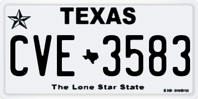 TX license plate CVE3583