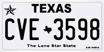 TX license plate CVE3598