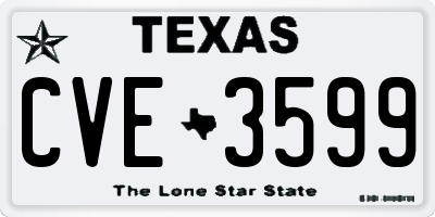 TX license plate CVE3599