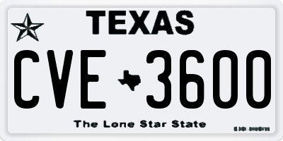 TX license plate CVE3600