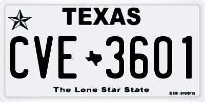 TX license plate CVE3601