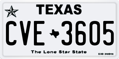 TX license plate CVE3605