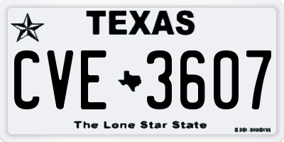 TX license plate CVE3607