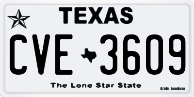 TX license plate CVE3609