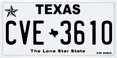 TX license plate CVE3610