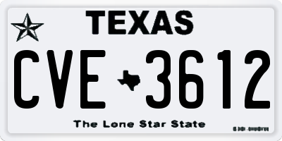 TX license plate CVE3612