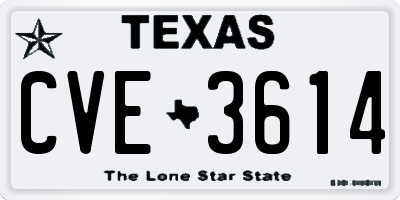 TX license plate CVE3614