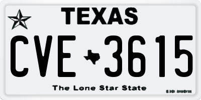 TX license plate CVE3615