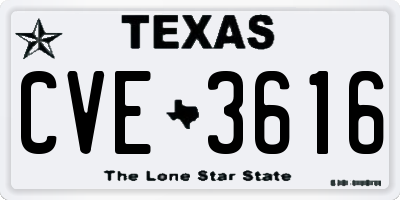 TX license plate CVE3616