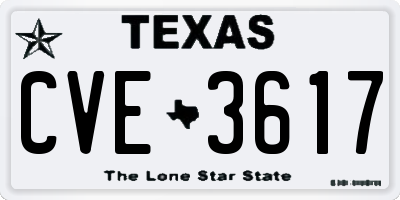 TX license plate CVE3617