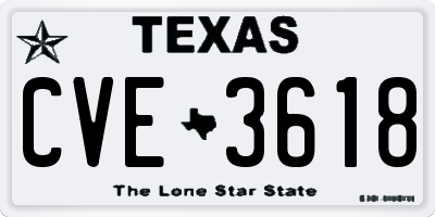 TX license plate CVE3618