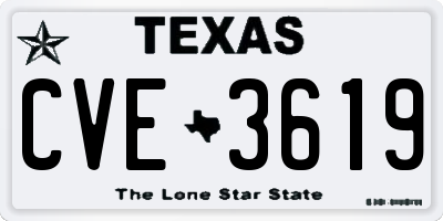 TX license plate CVE3619