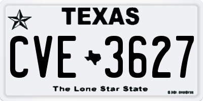 TX license plate CVE3627