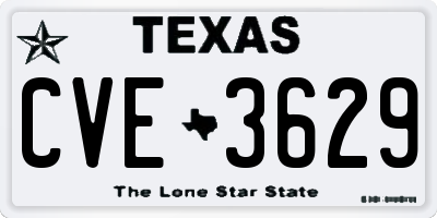 TX license plate CVE3629