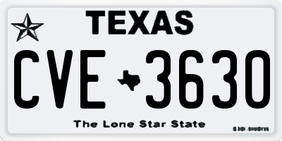 TX license plate CVE3630