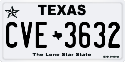 TX license plate CVE3632
