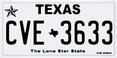 TX license plate CVE3633