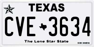 TX license plate CVE3634