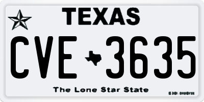 TX license plate CVE3635
