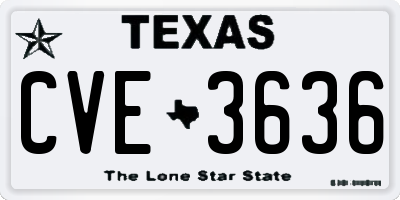 TX license plate CVE3636