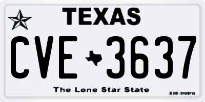 TX license plate CVE3637