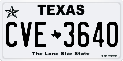 TX license plate CVE3640